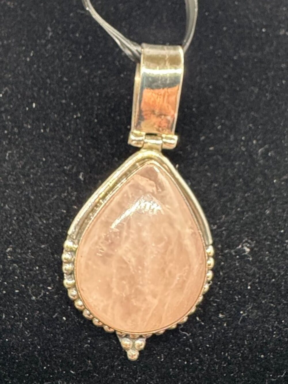 925 Sterling Silver Rose Quartz Teardrop Pendant